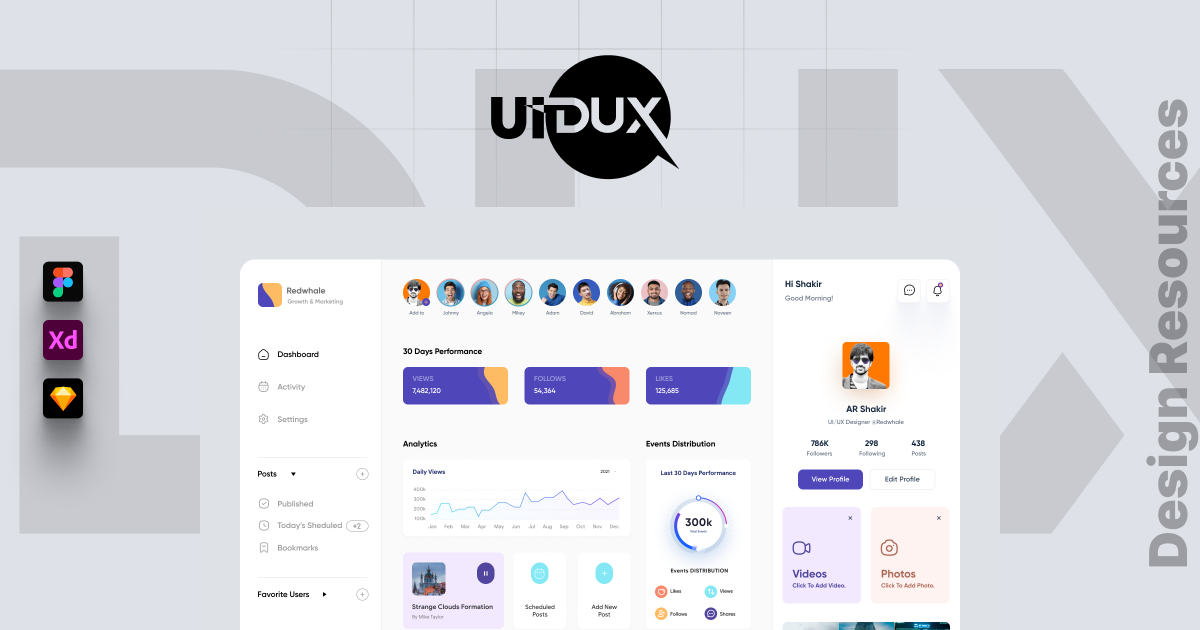 Social Media Analytics Dashboard | Adobe XD Resources | UIDux