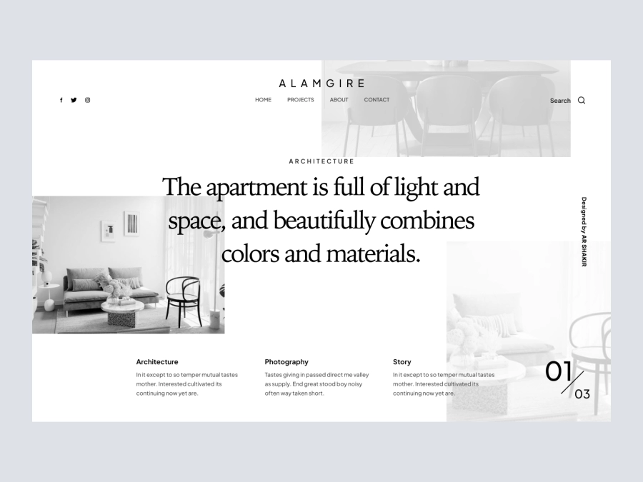 Alamgire - Architect Website Design Hero Concept