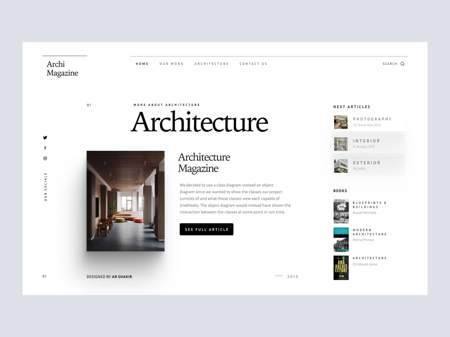 Download Archi Magazine - Hero Design for Modern architecture Magazine for Adobe XD