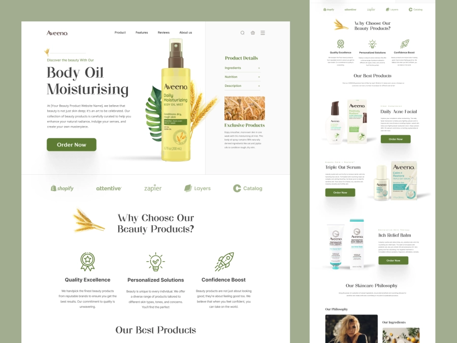 Download Aveeno - Cosmetics and Beauty Store for Adobe XD