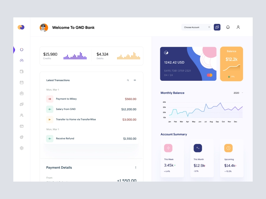 Download Banking Dashboard UI for Adobe XD
