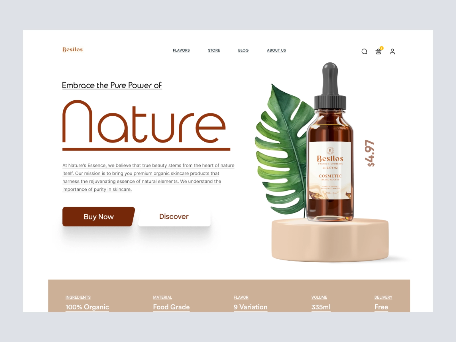 Besilos - Cosmetics Store Shopify Website Design for Adobe XD - screen 1