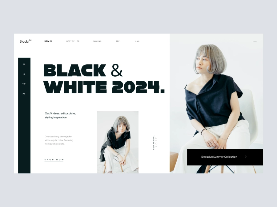Blacki - Fashion Website Hero Design