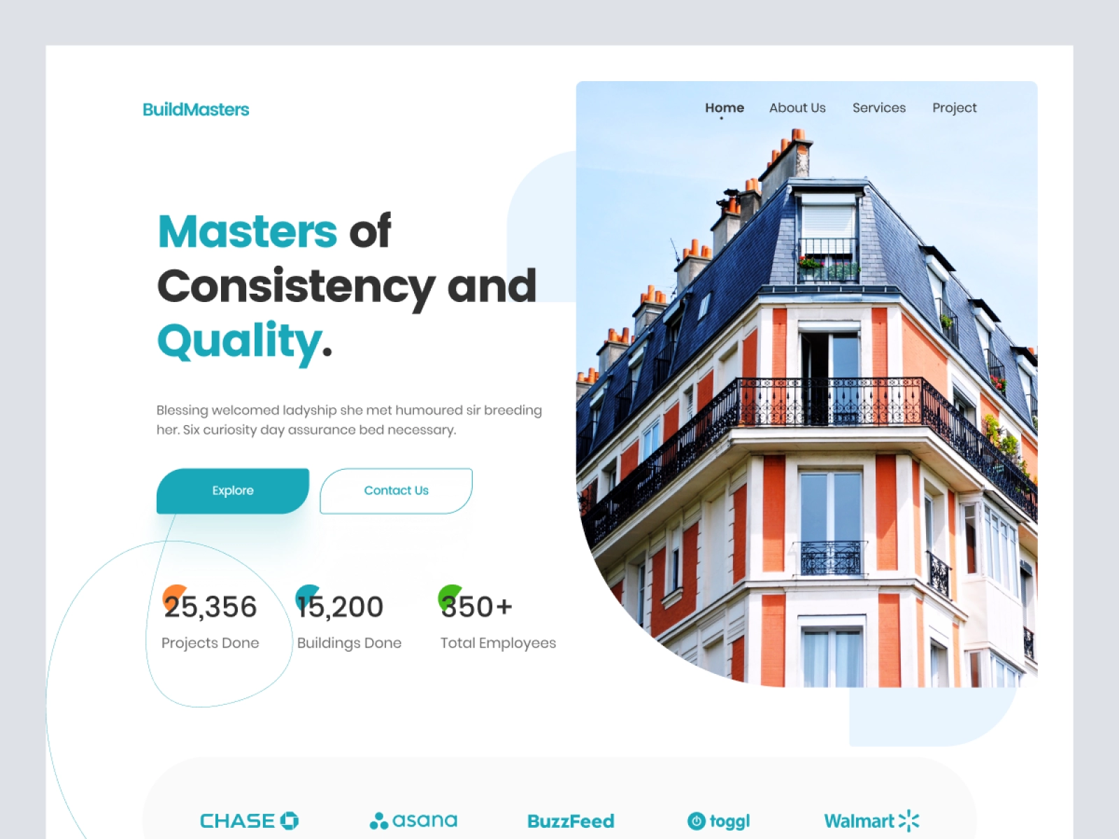 BuildMasters - Construction Company Landing Page Design for Adobe XD - screen 1