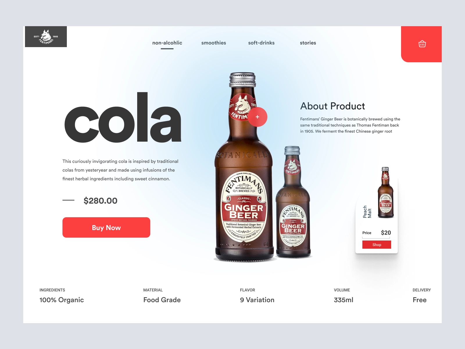 Cola - Store Design for Cold Drinks for Adobe XD - screen 1