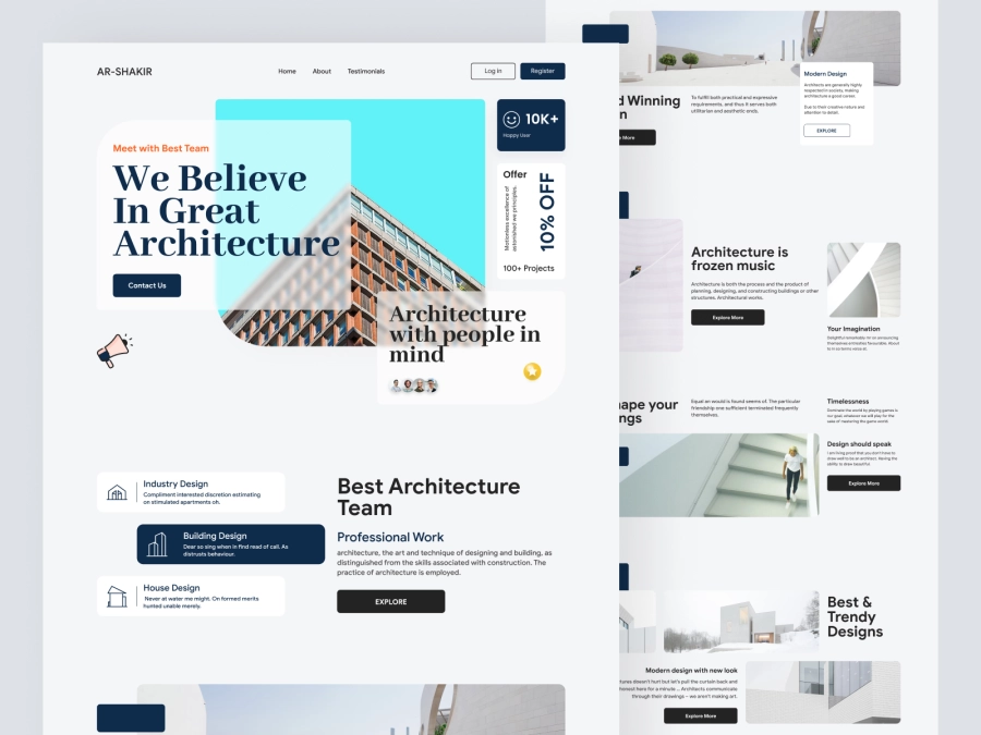 Download Combiyo - Construction Company Website Design - Full Page for Adobe XD