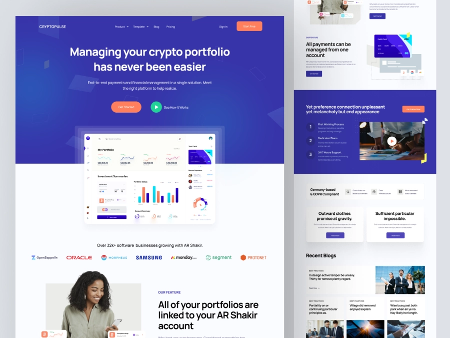 CryptoPulse - Crypto Portfolio Manager SaaS App Landing Page