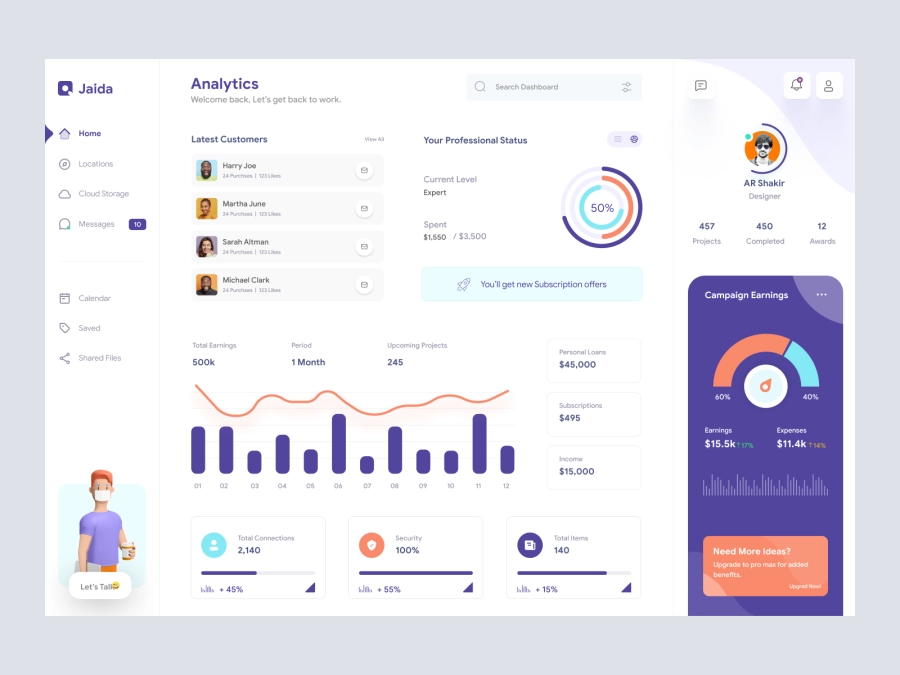 Dashboard UI Concept for a Freelance Designer