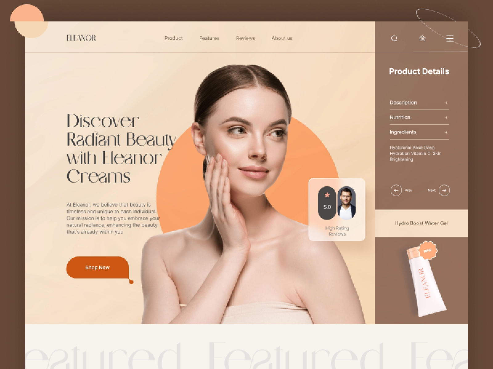 Eleanor - Body wash product website for Adobe XD - screen 1