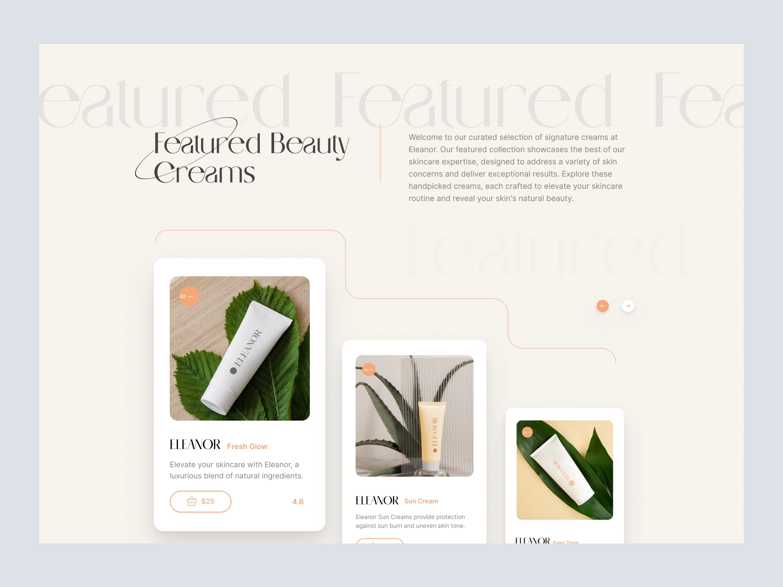 Eleanor - Body wash product website for Adobe XD - screen 2