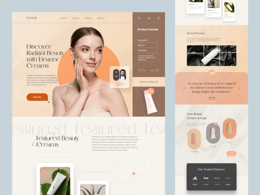 Download Eleanor - Body wash product website for Adobe XD
