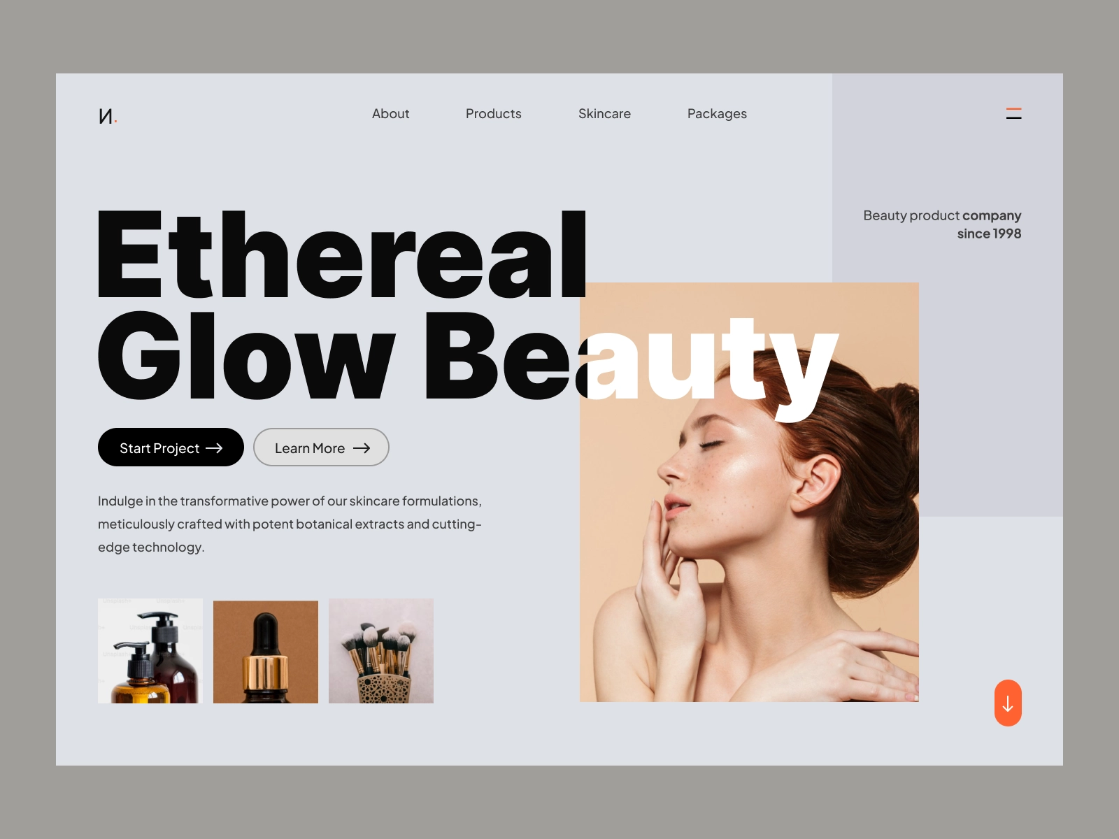 Ethereal Glow Beauty - Minimal Store Design for Cosmetics for Shopify and Woocommerce for Adobe XD - screen 1