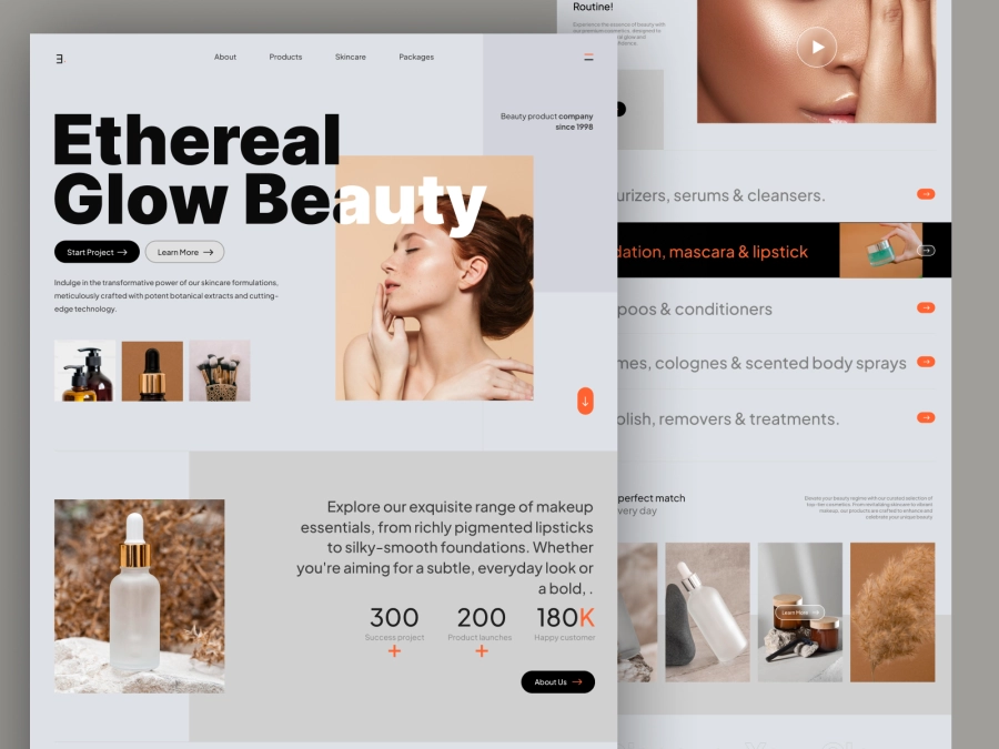 Download Ethereal Glow Beauty - Minimal Store Design for Cosmetics for Shopify and Woocommerce for Adobe XD