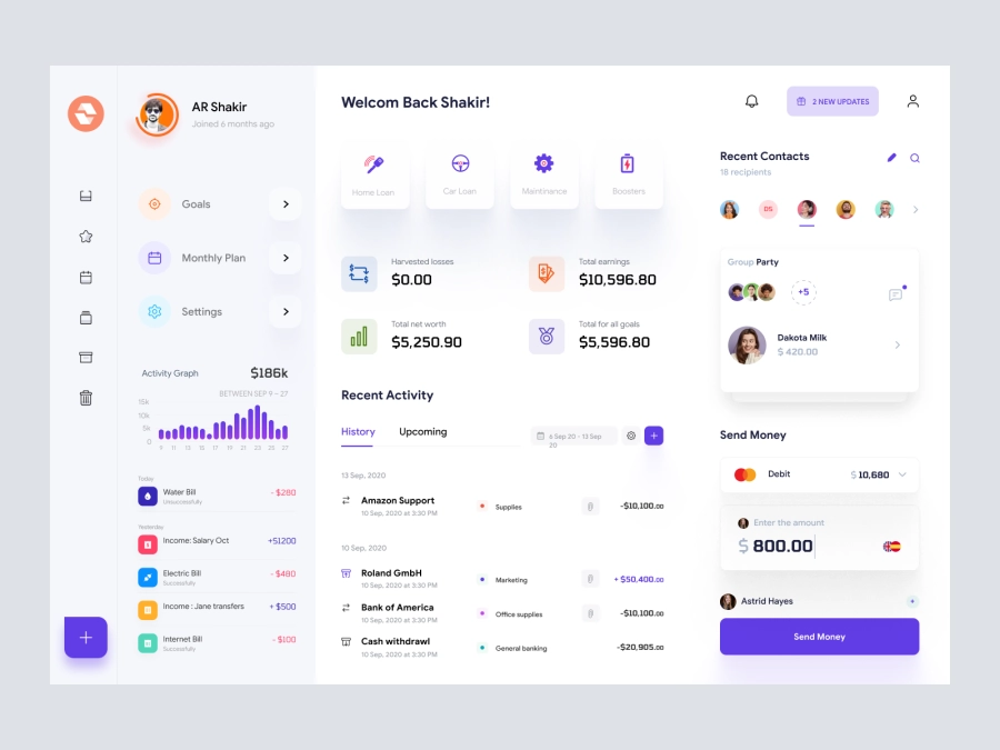 Download Finance app ui for Adobe XD