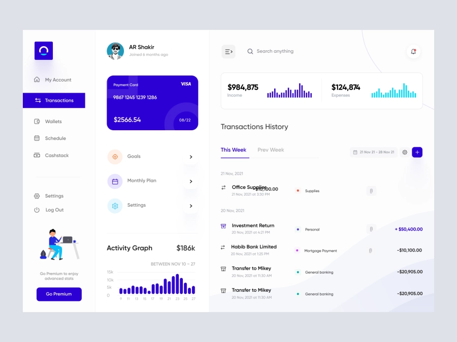 Download Finance Dashboard UI Concept for Adobe XD