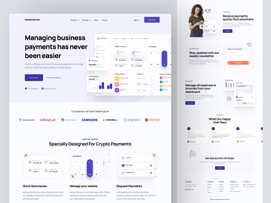 Download Finance Flow - Finance SaaS App Landing Page for Adobe XD