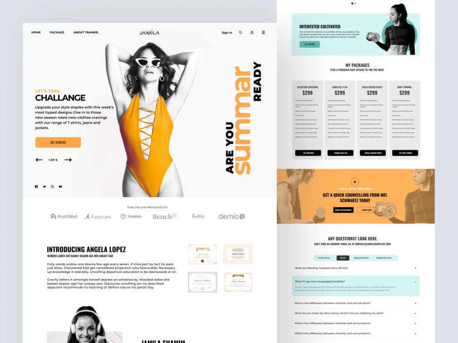 Download Fitness Trainer Landing Page Design for Adobe XD