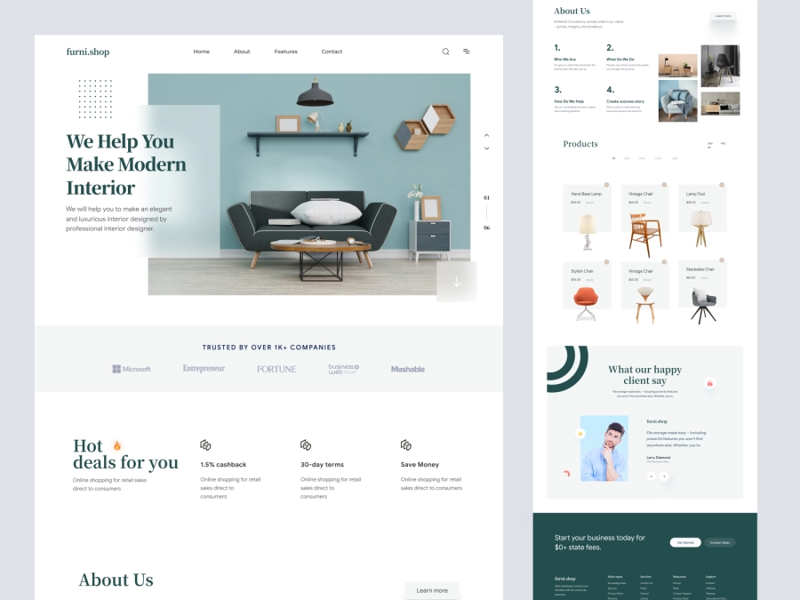 Download Furni.Shop - Furniture Company Landing Page for Adobe XD