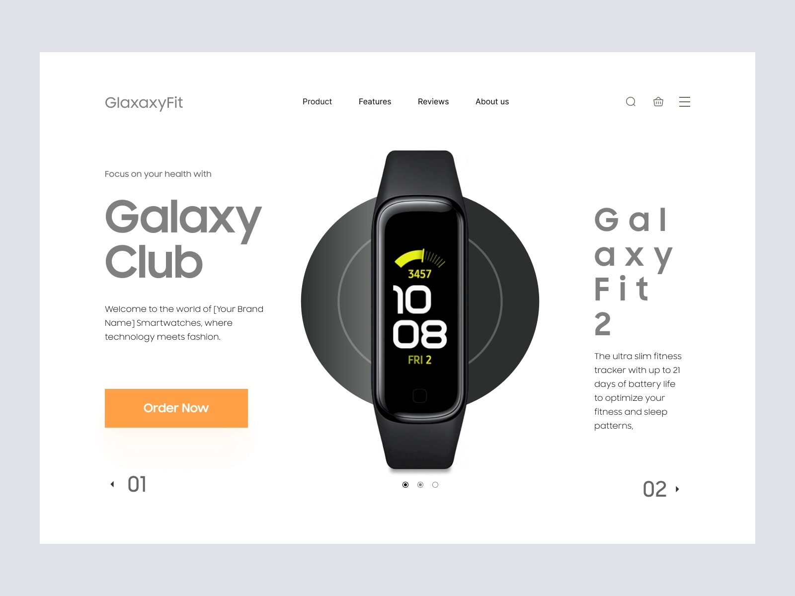 GalaxyFit - SmartWatch Website Design for Adobe XD - screen 1