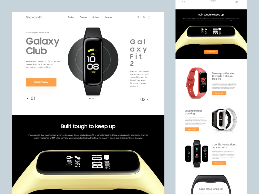 GalaxyFit - SmartWatch Website Design