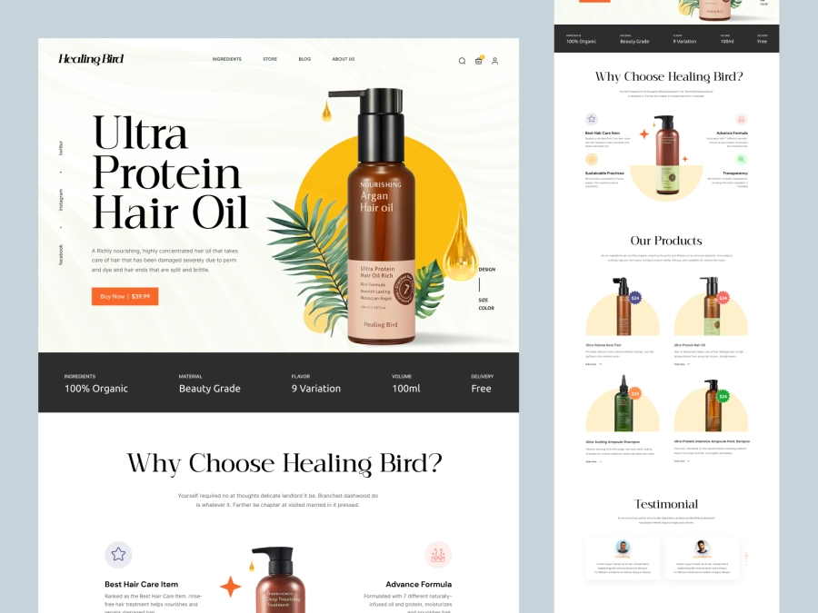 Download Healing Bird - Beauty and Cosmetics Product Store for Adobe XD
