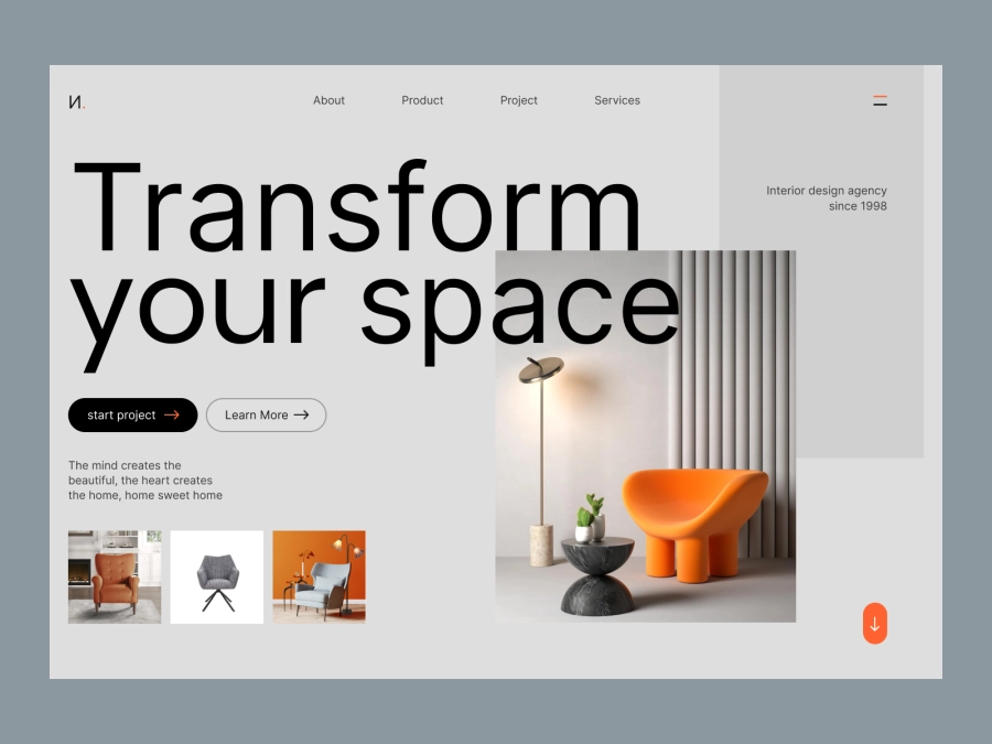 Download Hero Section Design for Furniture Website for Adobe XD