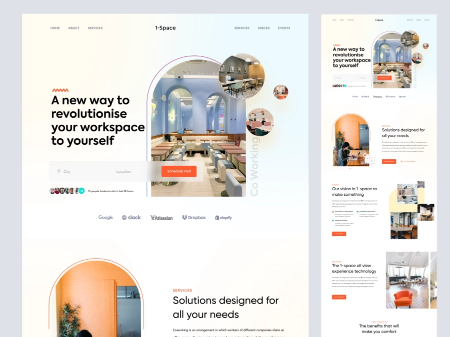 Download Landing Page Coworking Space - Full Page for Adobe XD