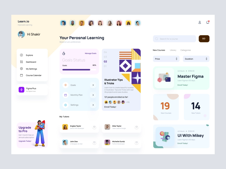 Download Learning Dashboard for Adobe XD