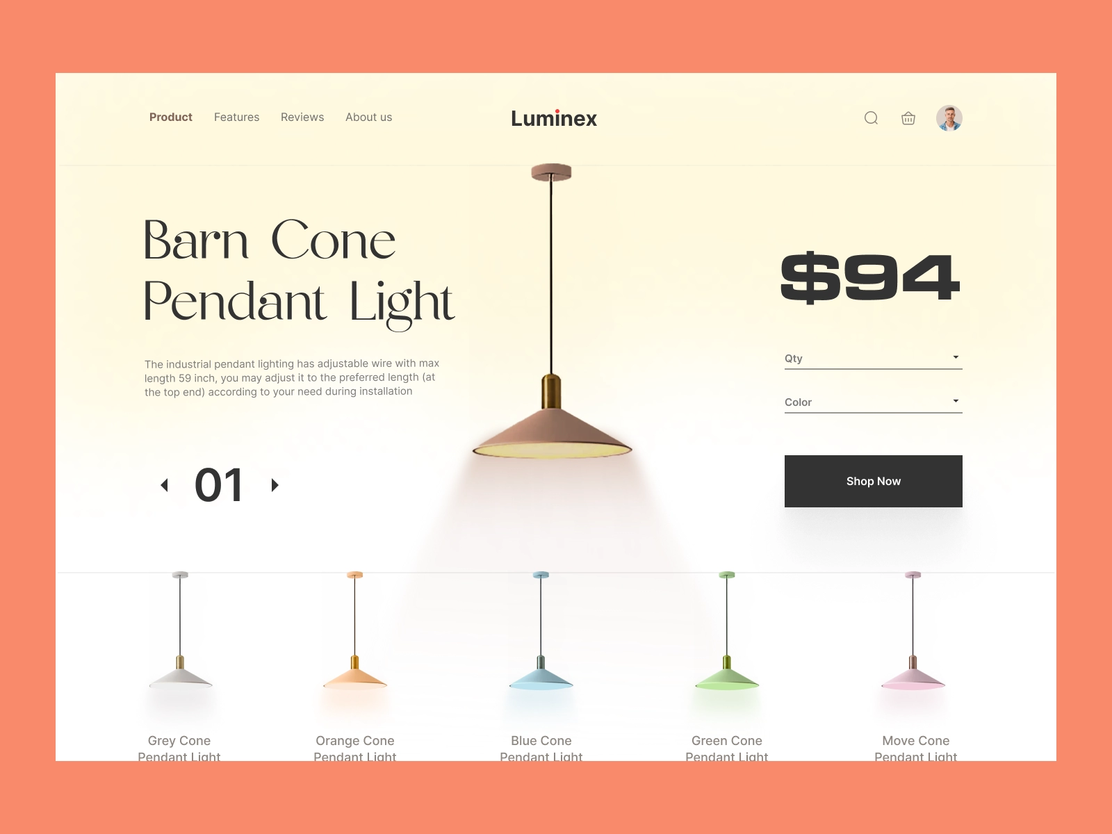 Luminex - Home Decore and Lamps for Adobe XD - screen 1