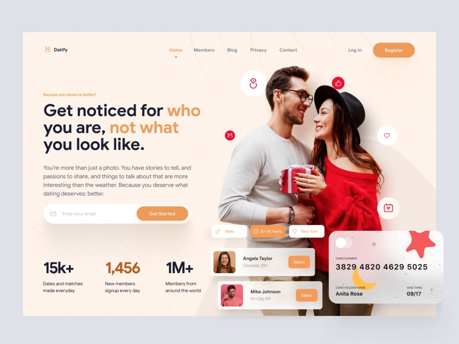 Datify - Match Finder Website Hero Section Design
