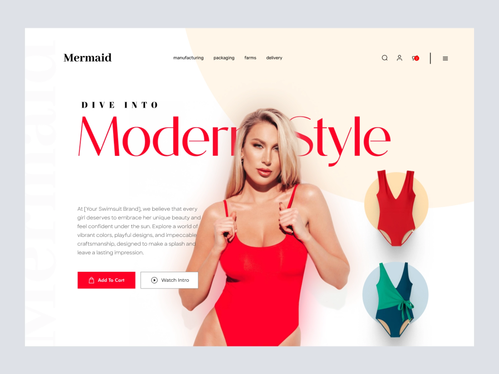 Mermaind - Swimwear Shopify Store for Adobe XD - screen 1