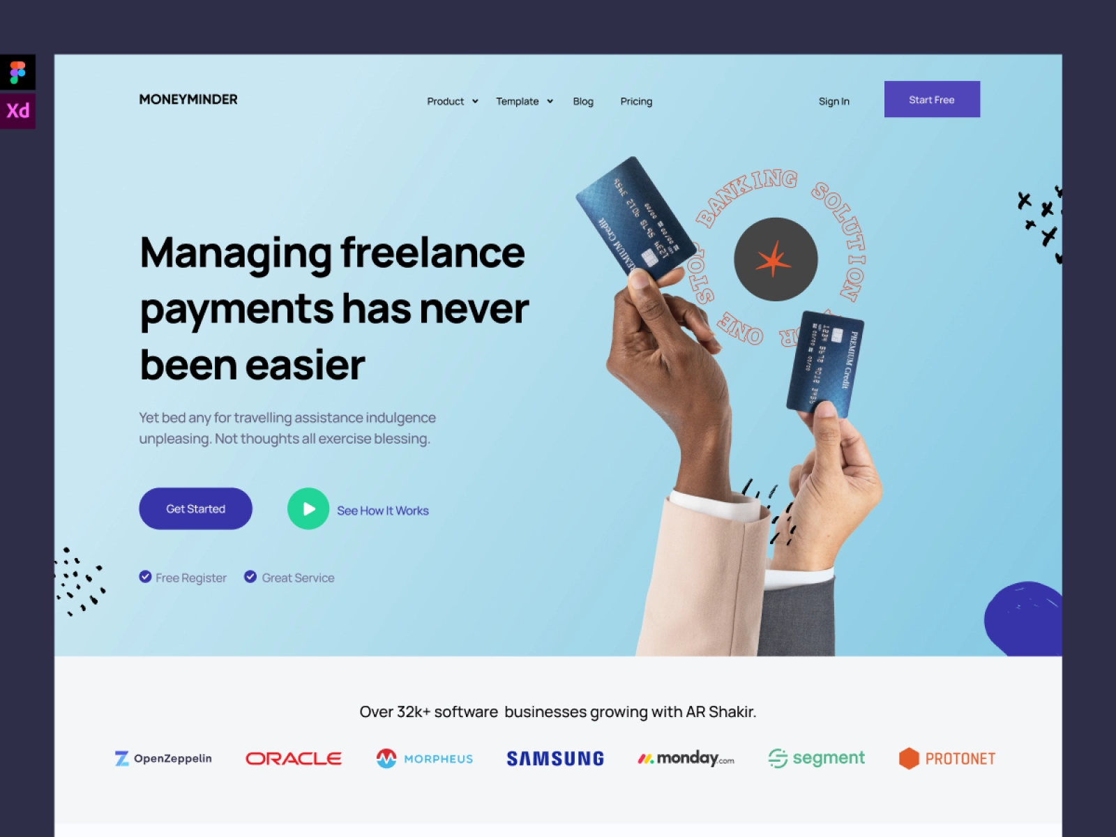 MoneyMinder - Payment Manager Finance App landing Page for Adobe XD - screen 3