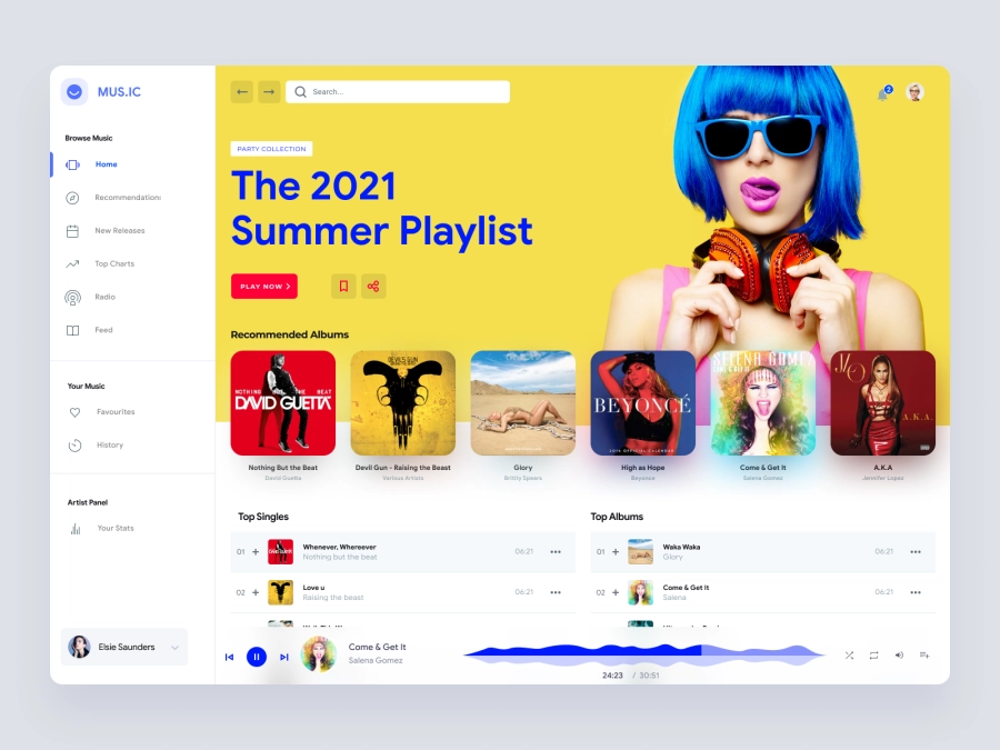 Download Music Web App UI Concept for Adobe XD