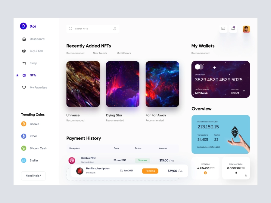 Download NFT Dashboard for Adobe XD