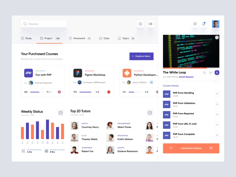 Download Online Learning Course Dashboard UI for Adobe XD