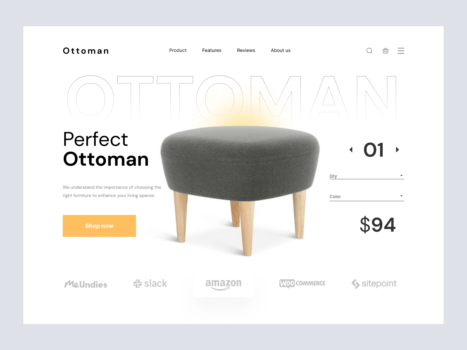 Ottoman - Furniture Store Design for Adobe XD - screen 1