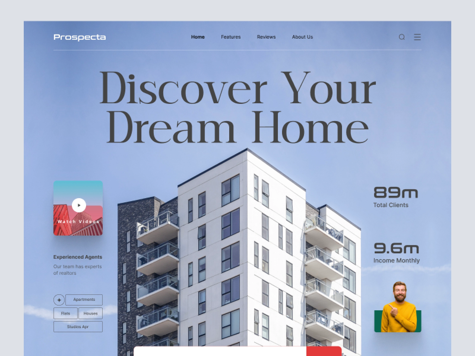 Prospects - Real Estate Website Homepage for Adobe XD - screen 1