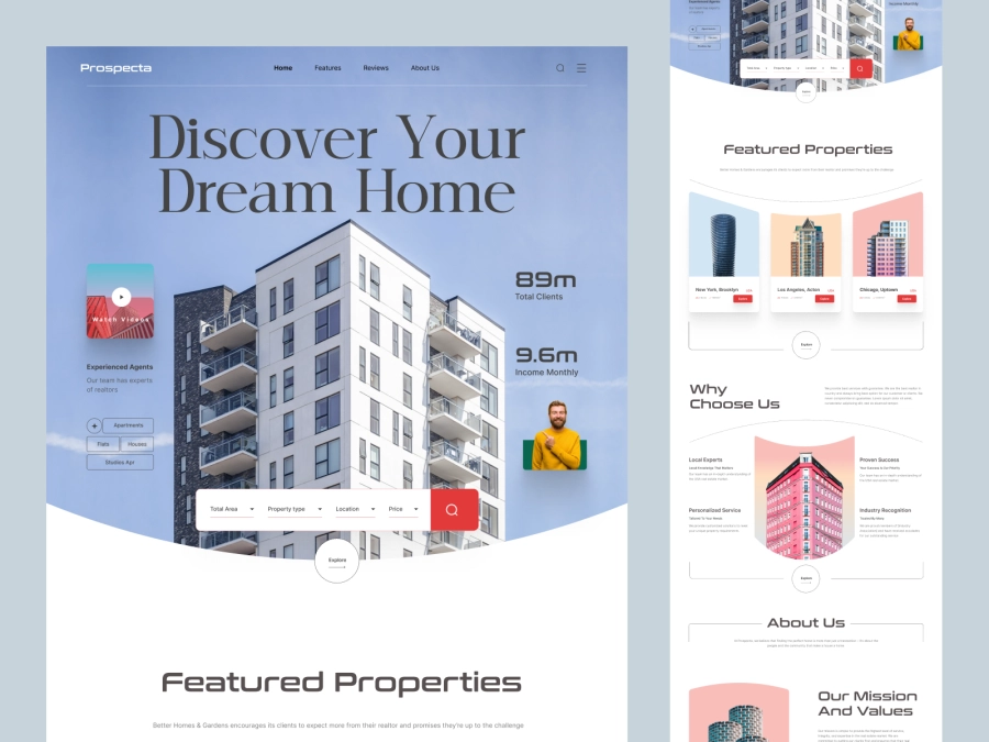 Download Prospects - Real Estate Website Homepage for Adobe XD