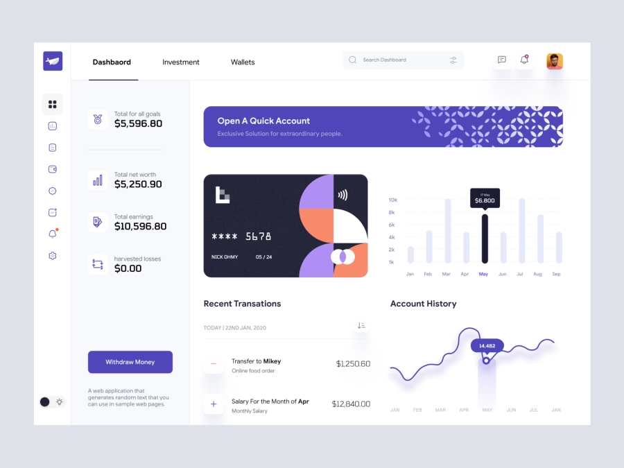 RW - Cryptocurrency Dashboard UI