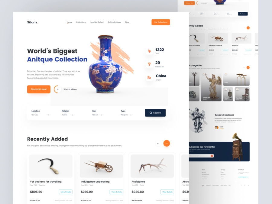Download Siboria - Antique Products Store Design for Adobe XD
