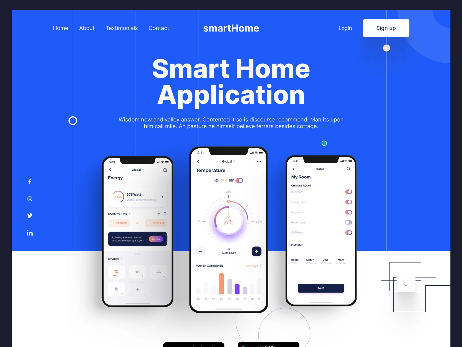 Smart Home Mobile App Landing Page - Full Page for Adobe XD - screen 1