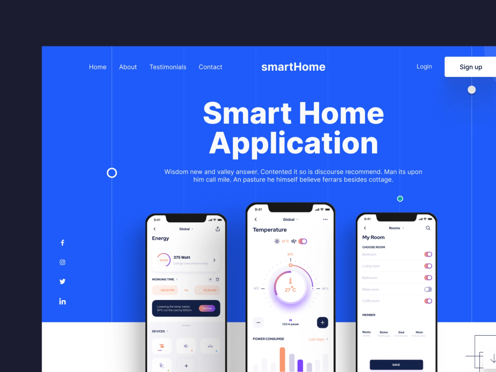Smart Home Mobile App Landing Page - Full Page for Adobe XD - screen 2
