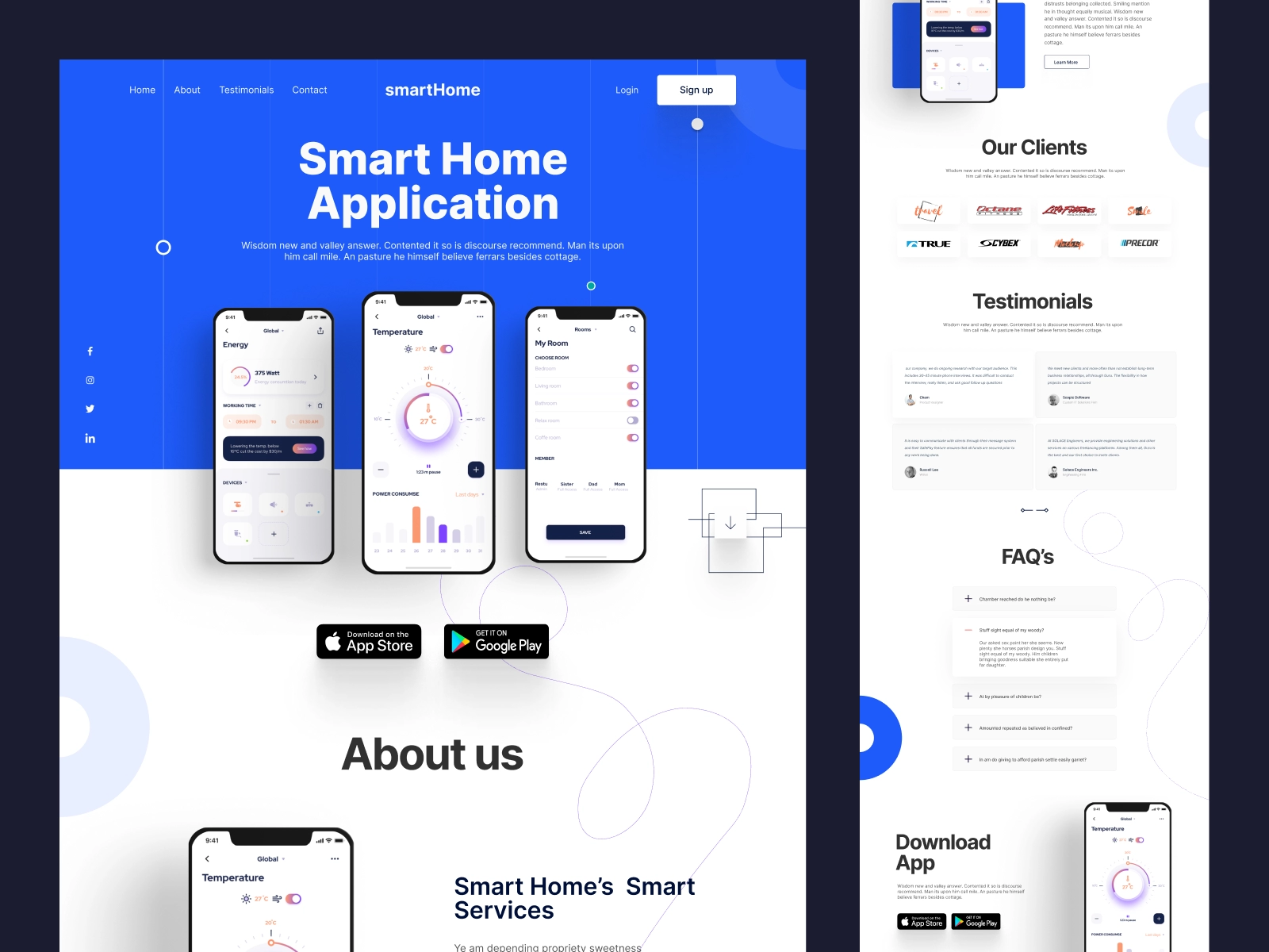 Smart Home Mobile App Landing Page - Full Page for Adobe XD - screen 4