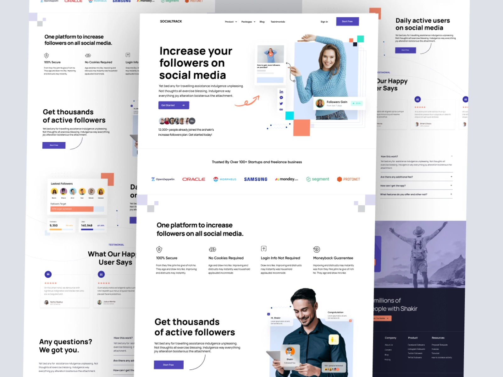 Social track - Social Media Monitoring Saas App landing Page for Adobe XD - screen 4