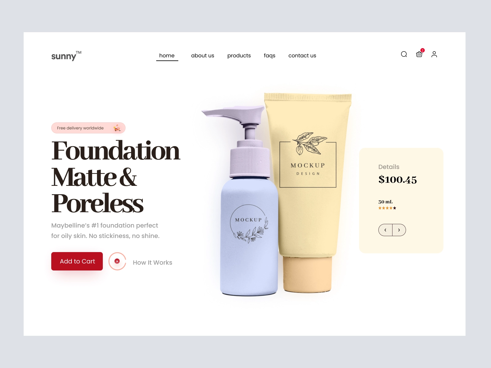 Sunny - Cosmetics Shopify Store for Adobe XD - screen 2