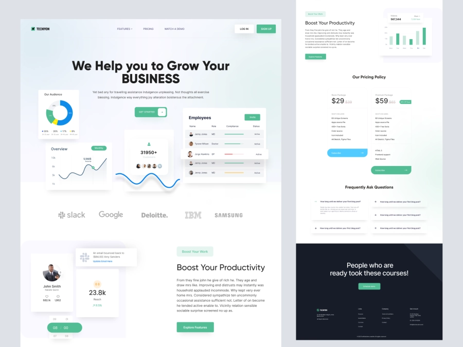 Download Techiyon - Growth Marketing Company SaaS Landing Page for Adobe XD