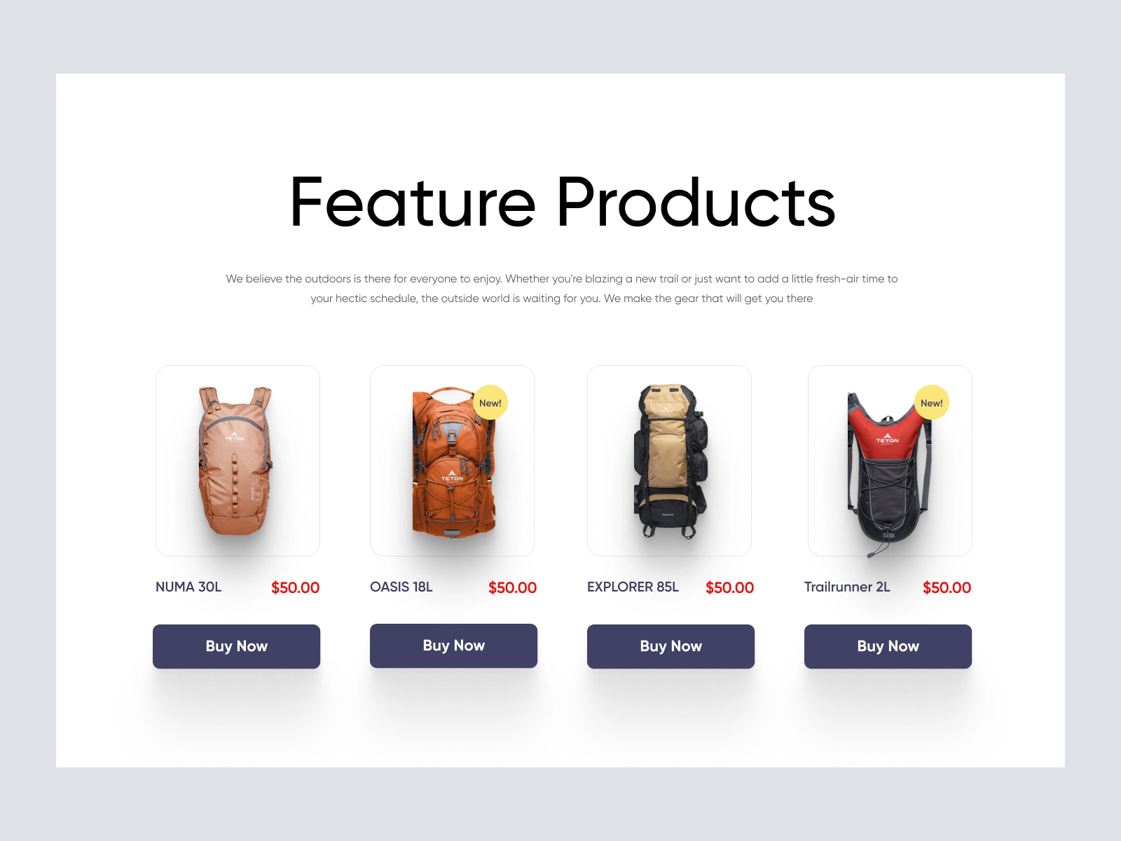 Teton - Backpack Store Design for Adobe XD - screen 3