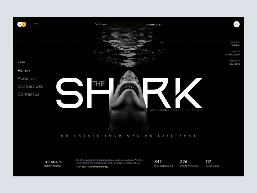 TheShark - Design Agency Website Design Hero Concept