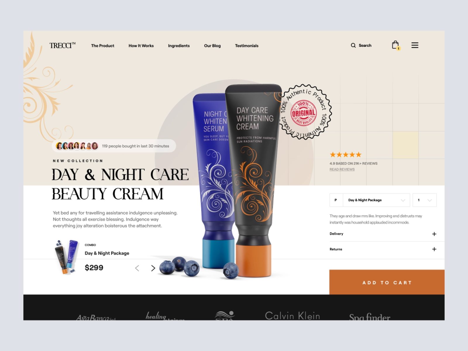 Trecci - Cosmetics Product Shopify Website for Adobe XD - screen 1