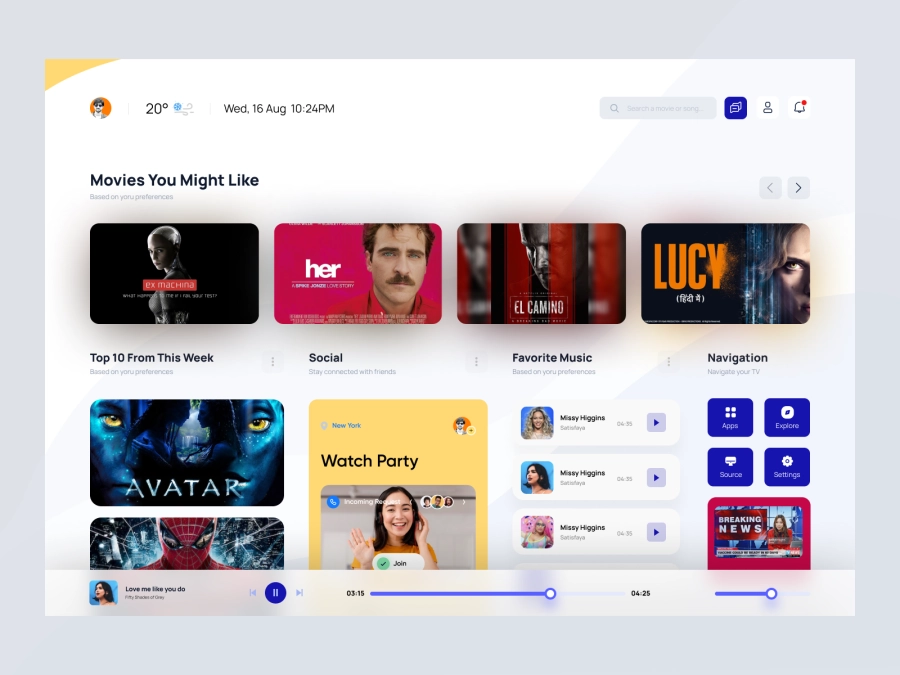 Download TV App Interface for Adobe XD